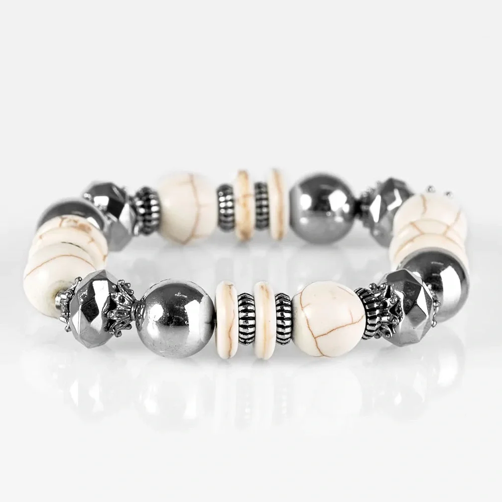 NEW Chic Silver and Cream Beaded Bracelet
